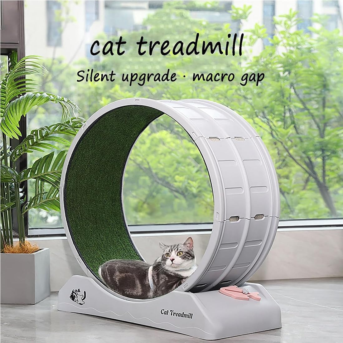 Katzenlaufrad, Laufrad Katze großen Durchmesser für Indoor-Katzen, Katze interaktives Spielzeug, Interaktives Katzenspielzeug für Running/Walking/Training,Grey