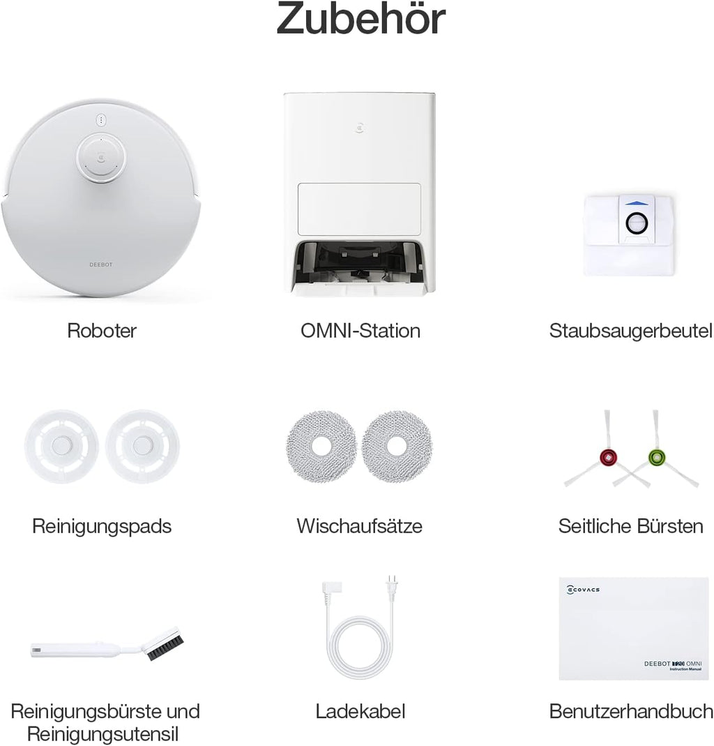 ECOVACS DEEBOT T30S Combo Robot aspirapolvere con funzione di lavaggio e aspirapolvere portatile a batteria, stazione di pulizia tutto in uno, 11000Pa, tecnologia ZeroTangle, pulizia dei bordi TruEdge, lavaggio del mop con acqua calda