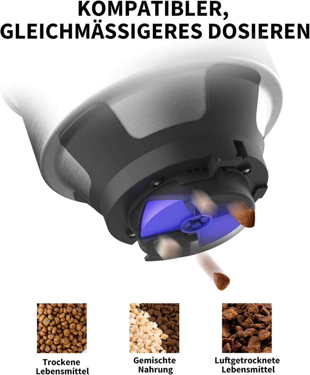 PETKIT Automatischer Hunde Katzen Futterautomat, Auto-Rotate Bowl, Programmierbare Portionskontrolle 5-200g pro Mahlzeit & 20s Voice Recorder Pets Smart Feeder für mittlere große Hunde Katzen -5L