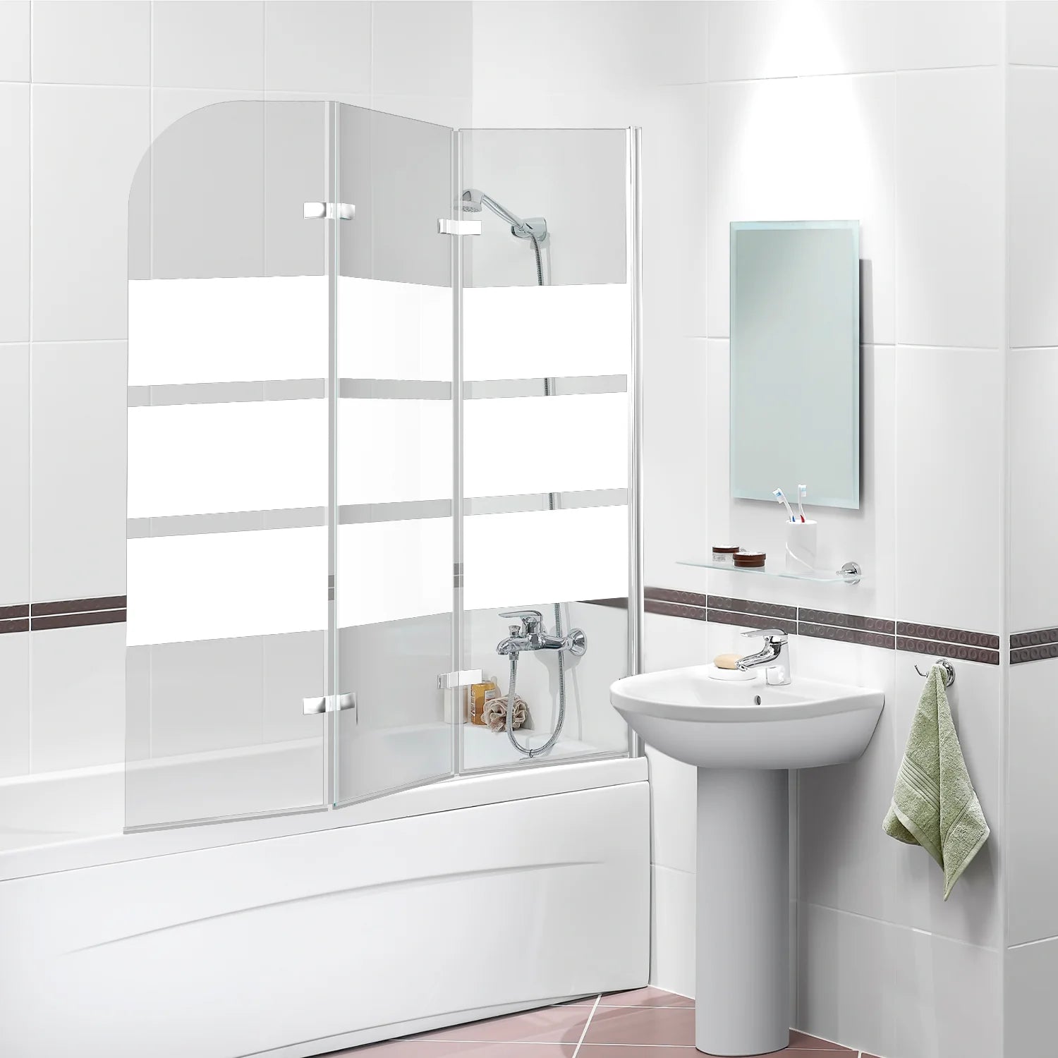 Sonnewelt Duschwand für badewanne Faltbare Glas Duschtrennwand