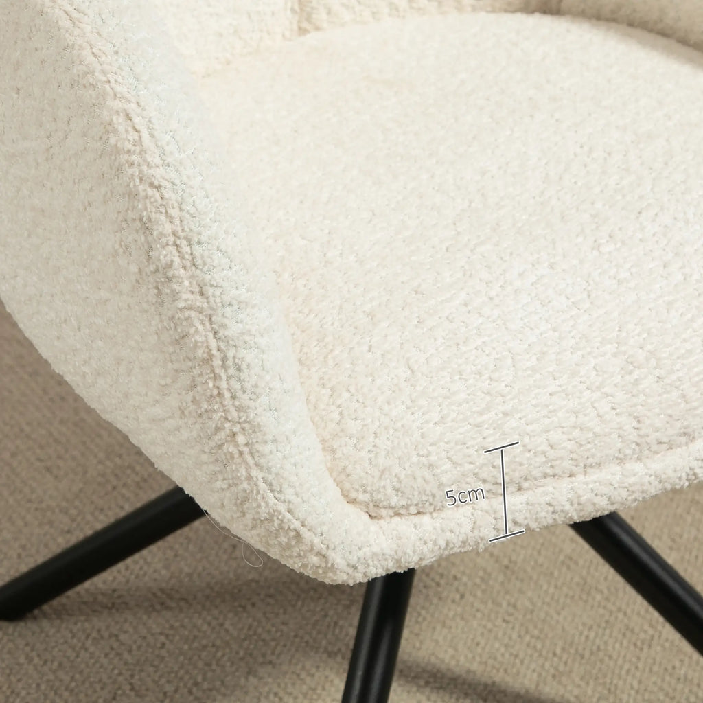 HOMCOM Sedia imbottita girevole con scocca, color crema
