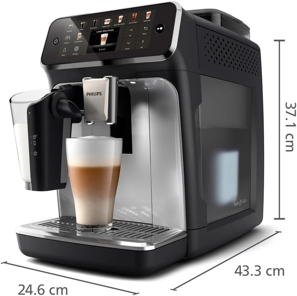 Philips Serie 5500 Macchina da Caffè Automatica – Sistema Lattiera LatteGo, 20 Bevande Calde e Fredde, 40% più Silenziosa con SilentBrew, QuickStart, Grigio (EP5544/50)