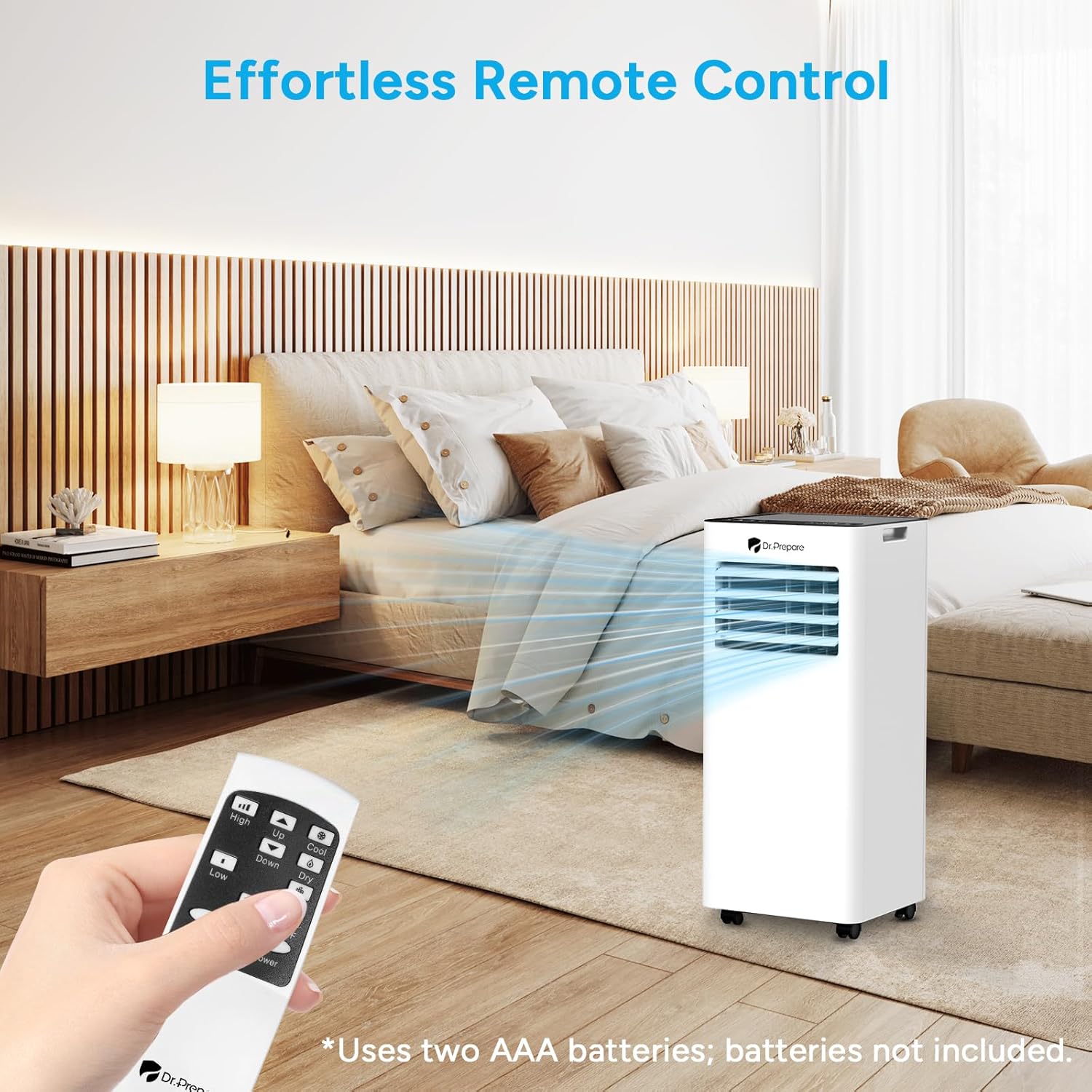 DR.PREPARE Condizionatore Portatile 9000 BTU con APP, Climatizzatore Mobile 4 in 1 con Tubo di Scarico, Raffreddamento & Ventilazione & Deumidificazione, Ventilatore & Modalità Sonno con Telecomando, Rinfresca fino a 30m², Timer 1-24H