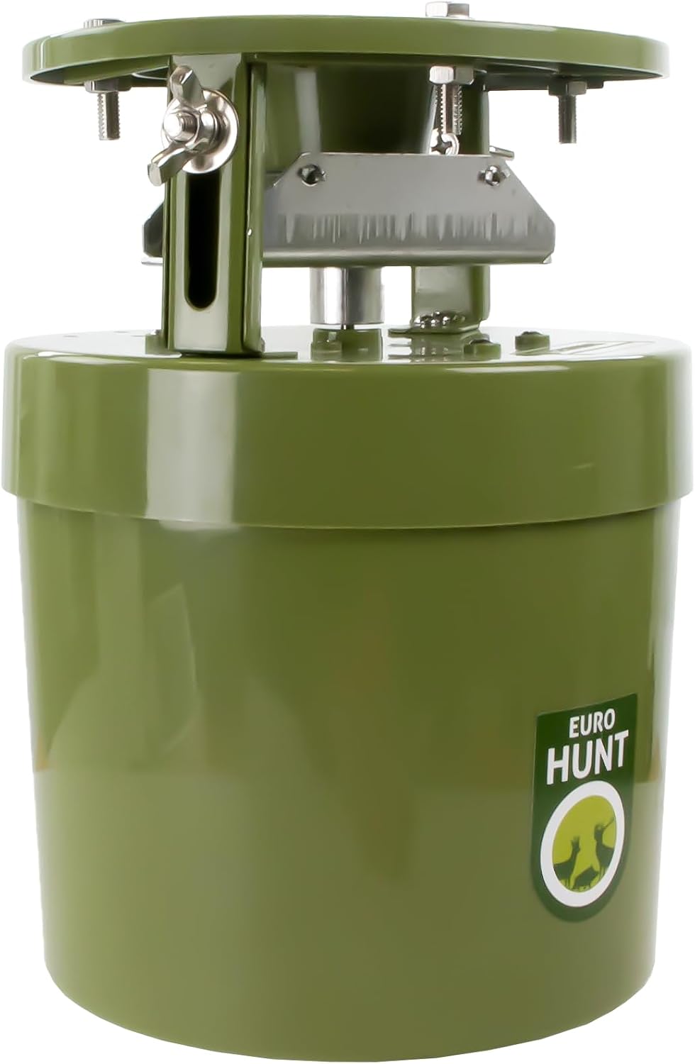 EUROHUNT Alimentatore automatico Light 6V, 14,5 x 14,5 x 22,5cm, distributore automatico per l'alimentazione degli animali, resistente alle intemperie, plastica ABS verde, adatto per un'ampia varietà di tipi di mangime
