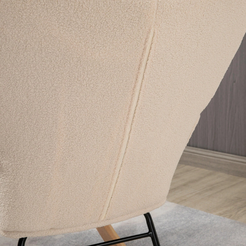 HOMCOM Sedia a Dondolo Poltrona Relax con Rivestimento in Pile Berber per Soggiorno