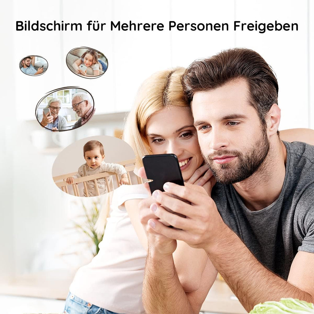 BOIFUN Babyphone mit 2 Kamera App, 2K HD Bild, PTZ 355°/60°, 4×Zoom, Automatische Verfolgung, Weinen/Bewegungs/Geräuscherkennung, Temperatur und Feuchtigkeitsmessung