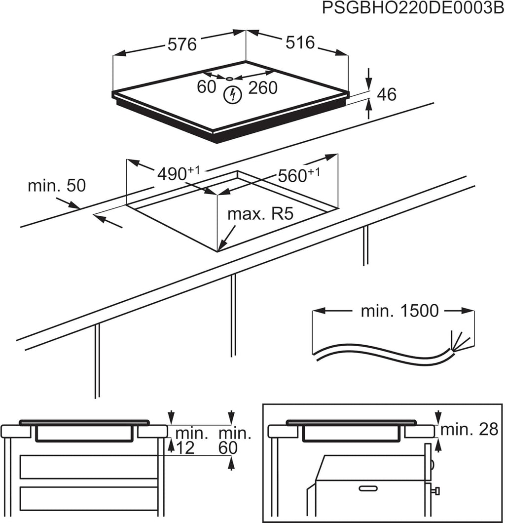 AEG Induktionskochfeld autark 60cm – 4 Flex-Kochzonen mit Powerfunktion für schnelleres Kochen – 14 Stufen – SuperFlat Rahmen – Timer – Touch-Bedienung – kompatibel mit Haubenautomatik – TO64IA0AXB