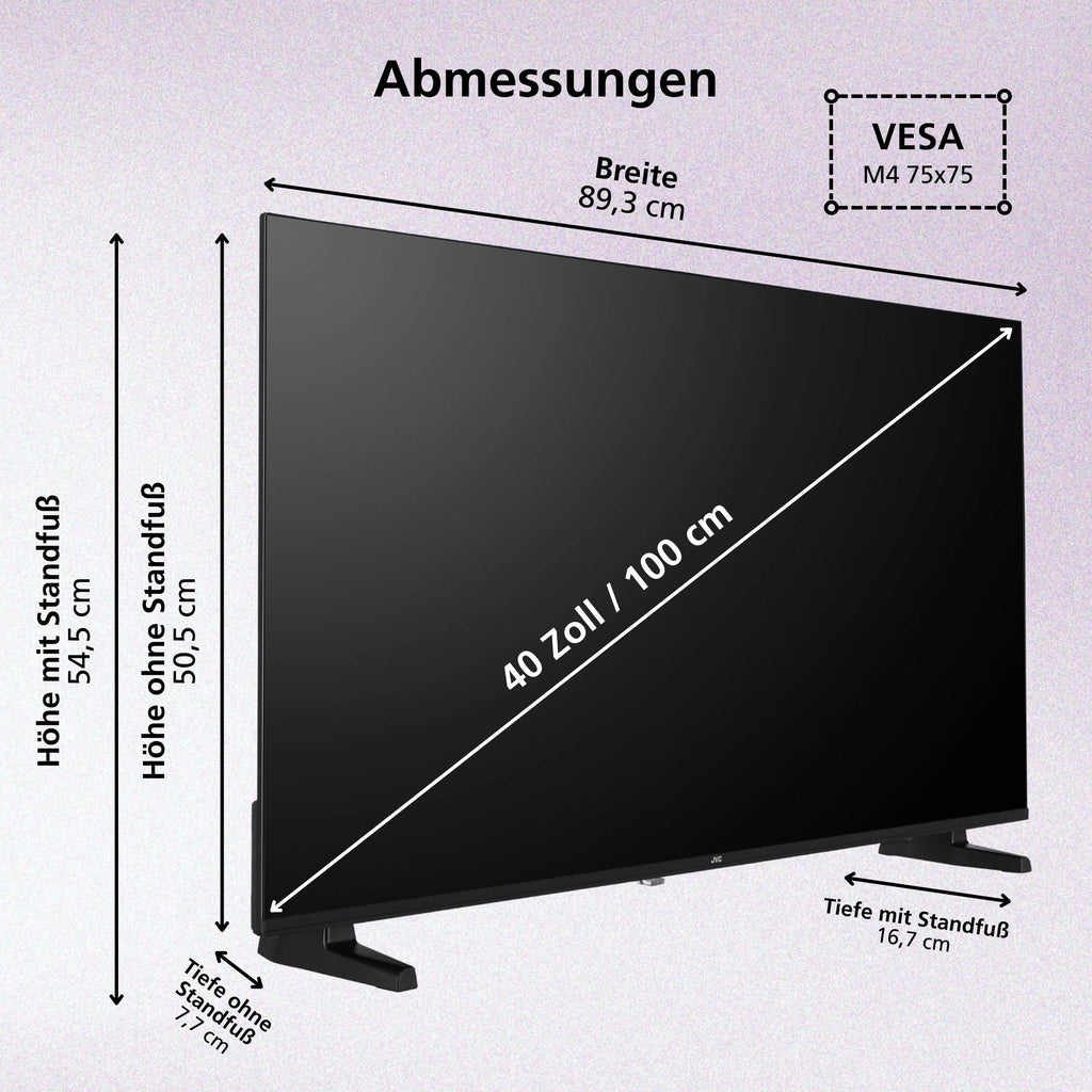 Televisore JVC Smart TV VIDAA Full HD HDR da 40 pollici con diagonale schermo da 100 cm e Triplo Tuner Integrato, LED TV LT-40VDF2555 (2026)