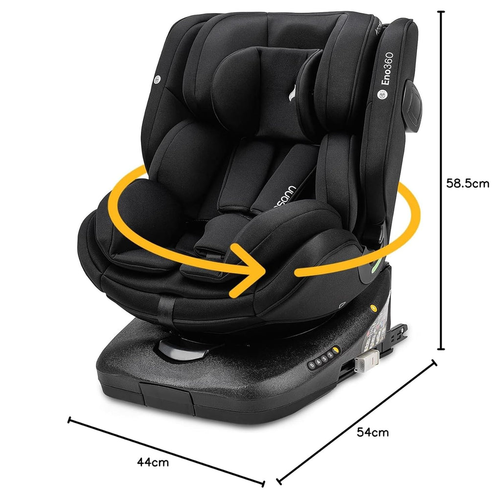 Osann Eno360 i-Size, seggiolino auto girevole 40-150 cm, reboarder con Isofix, seggiolino auto per bambini – Grigio Scuro Melange