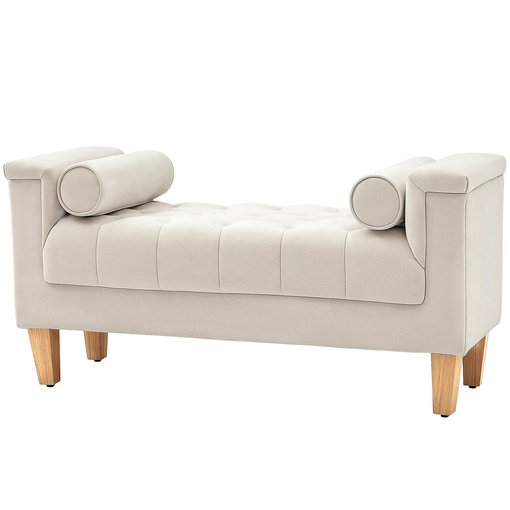 HOMCOM Polsterbank Vintage-Design Chenille Komfort Armlehne Beige