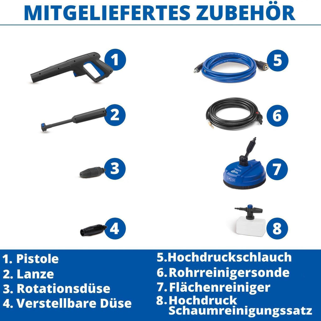 Idropulitrice AR Blue Clean e-1600P con Patio Cleaner e Spazzola Fissa (1600 W, 125 bar, 420 l/h)