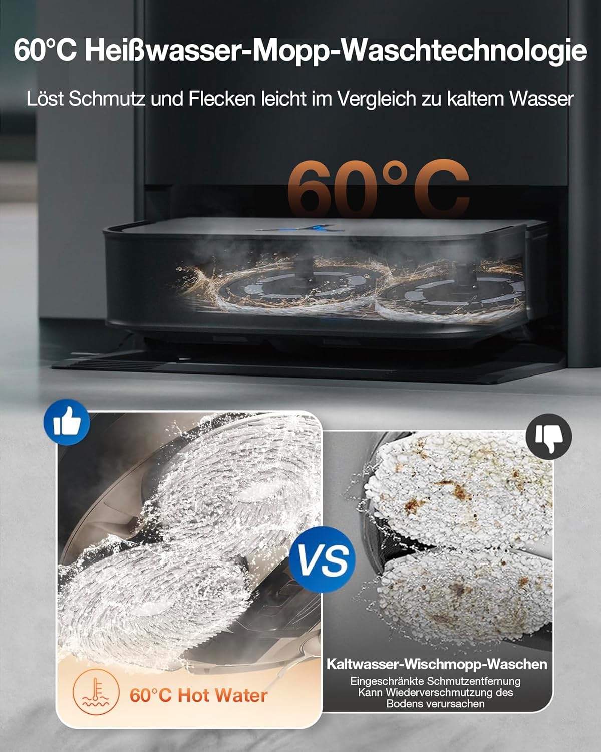 ECOVACS DEEBOT X2 Combo Saugroboter mit Wischfunktion 8700Pa mit Handstaubsauger, doppelte automatische Leerung, 15mm Mopp-Hebesystem, selbstreinigender Roboterstaubsauger, Heiwasser-Moppreinigung