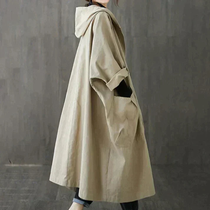 Winddichter Trenchcoat in bergre mit Taschen für Damen