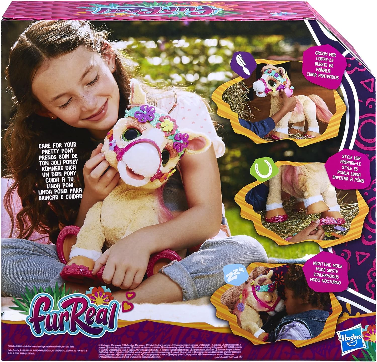 FurReal Hasbro Cinnamon, Mein stylisches Pony, 80 Plus Gerusche, Reaktionen, 26 Accessoires, Elektronisches Tierchen ab 4 Jahren, Multi, 35 cm