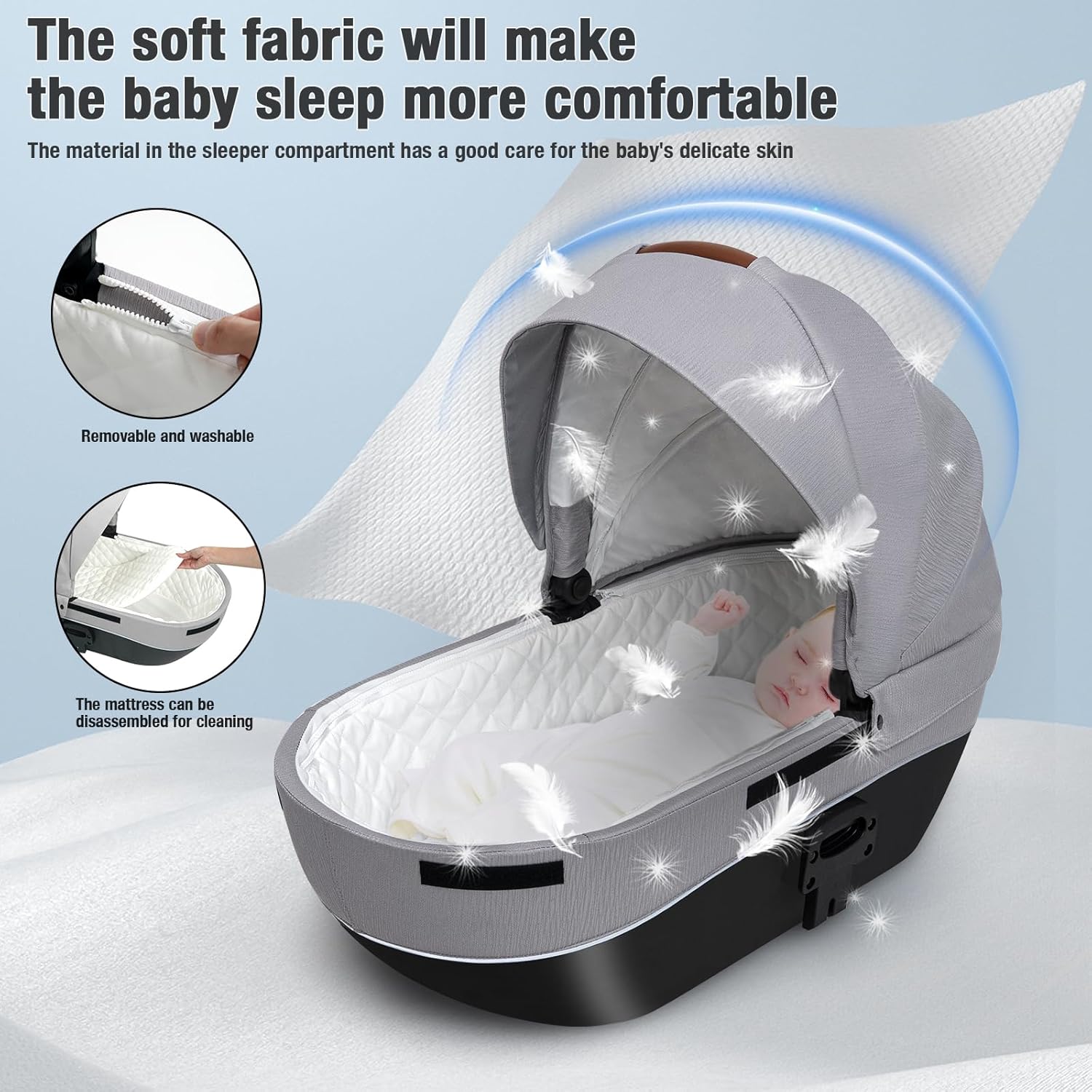 Sianldcone Passeggino 3 in 1, Set Passeggino con Tessuti di Alta Qualità, Sistemi di Viaggio con Spinta Reversibile, Passeggino Combinato a Vista Aperta Set Completo 3 in 1 (V9 Cachi)