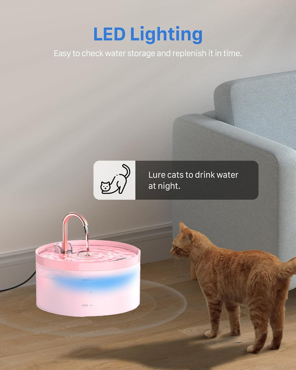 GIOTOHUN Fontana per Gatti a Forma di Rubinetto, 3.2L Fontana d'Acqua per Gatti, Pompa dell'Acqua Super Silenziosa, Filtra i Peli, Facile Smontaggio, 6 Filtri + 3 Filtri in Schiuma