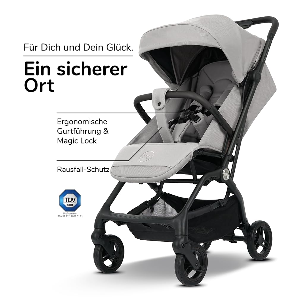 my junior® Buggy PICO³ | bis 22kg | Einhand AutoFold-Klappmechanismus | Ergonomische Liegeposition nach IGR e.V. | großes Sonnenverdeck UV50+ | Handgepäckmaß | 2 Belüftungsfenster Hazel - Black