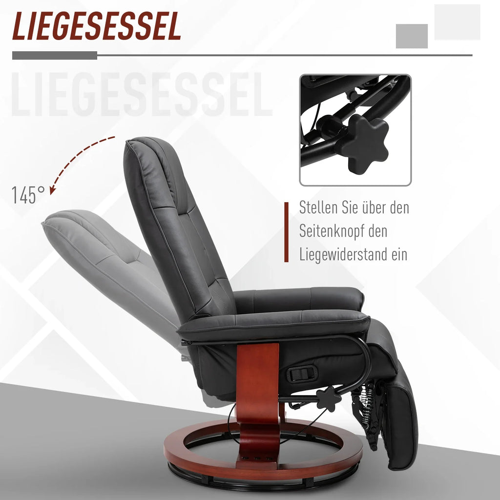 Poltrona relax HOMCOM Poltrona TV reclinabile a 145° girevole