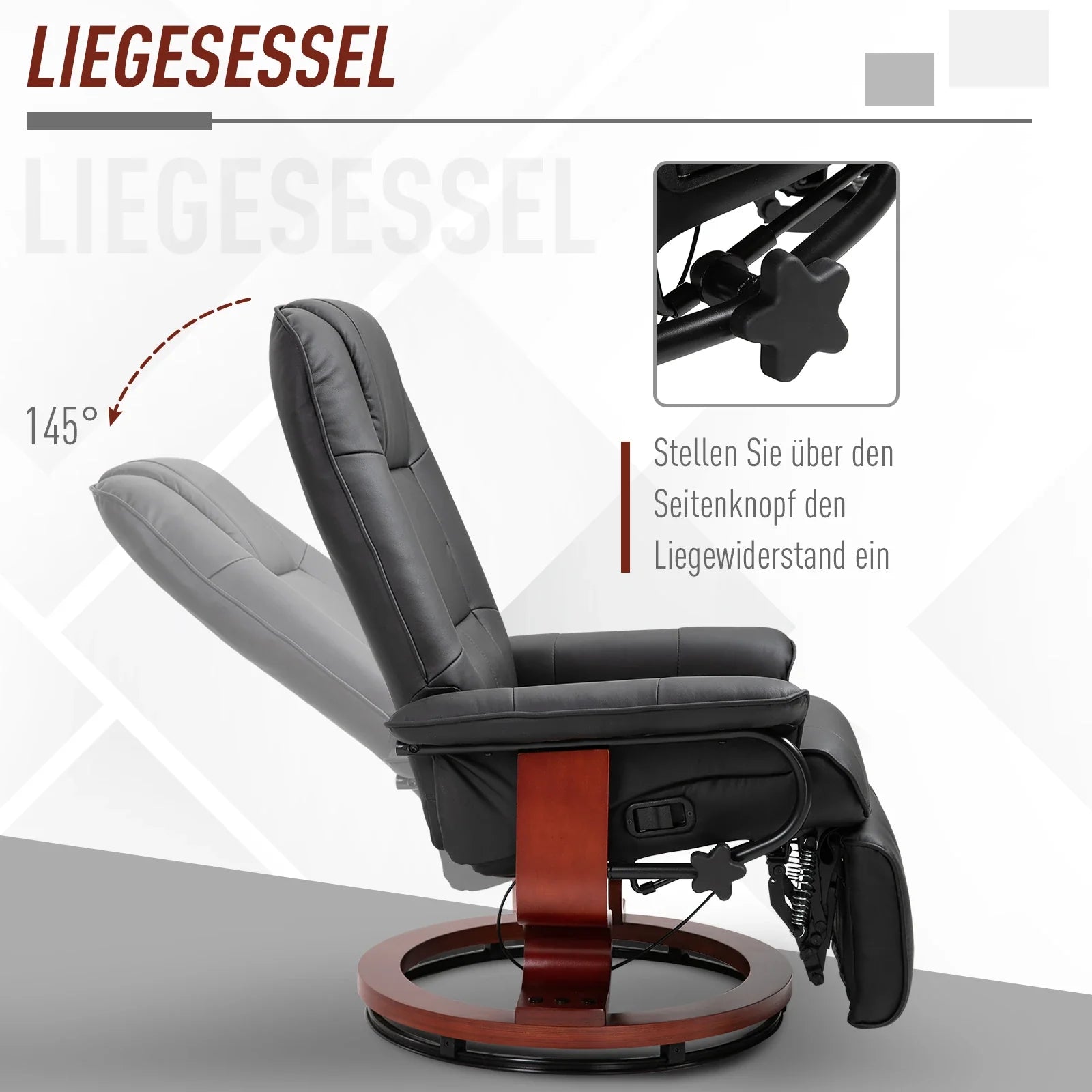 Poltrona relax HOMCOM Poltrona TV reclinabile a 145° girevole