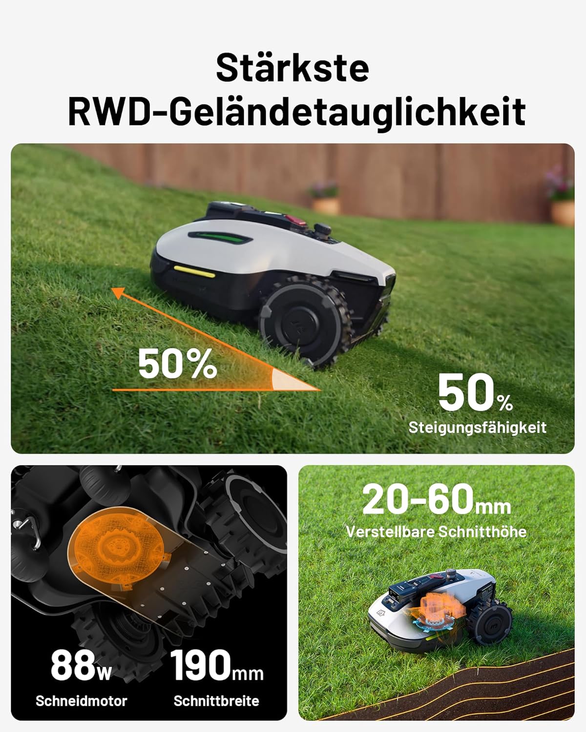 MAMMOTION YUKA Mini 500 Robot Rasaerba senza Filo Perimetrale, NetRTK+Vision, Nessuna Antenna RTK Necessaria, Mappatura Automatica, Consigliato 500m², Max 700m², con Modulo 4G, Pendenza 50%