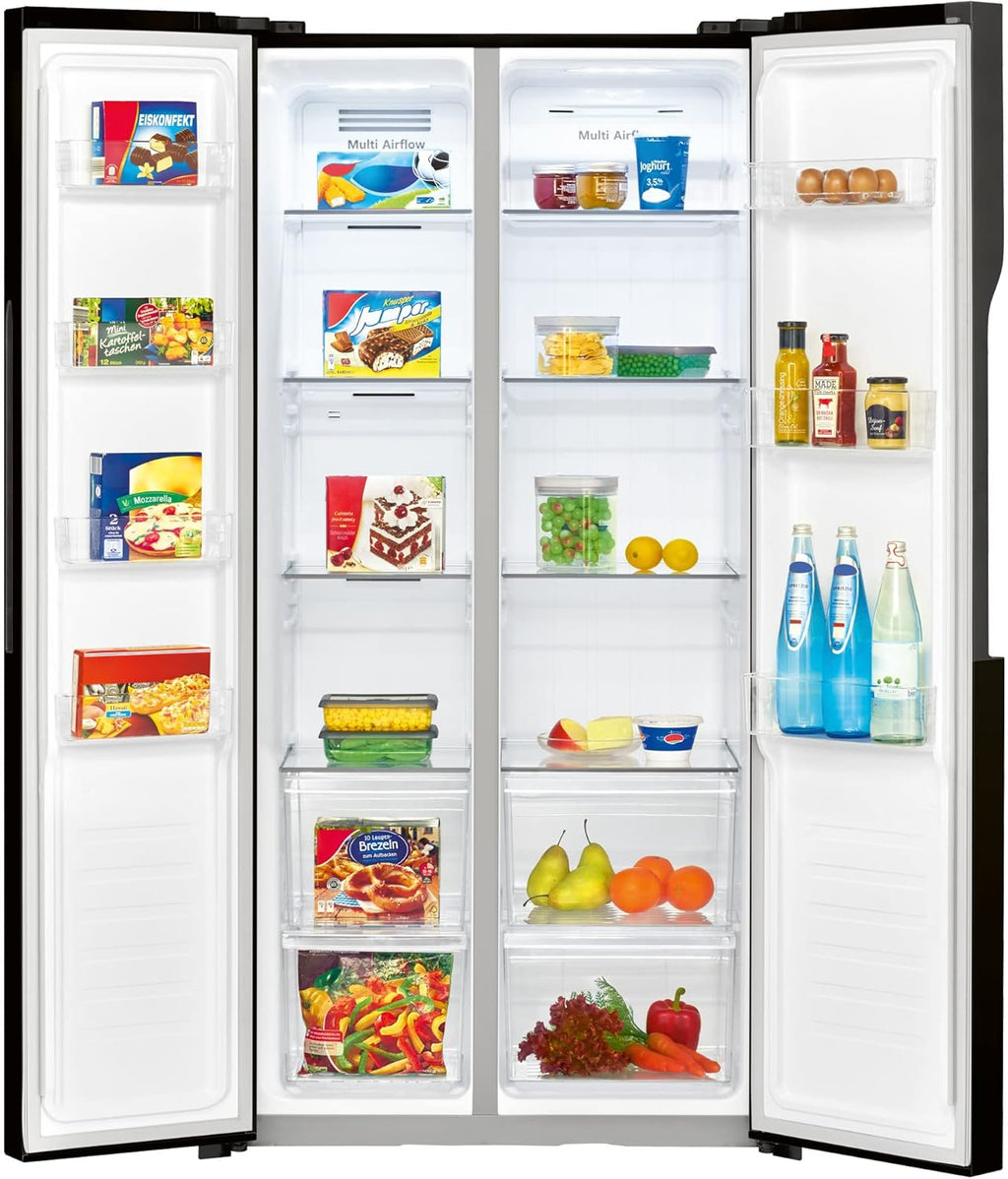Bomann® Frigorifero con Congelatore | Congelatore No-Frost | Frigorifero da 186 cm | 39 dB | Combinato Frigorifero-Congelatore con MultiAirflow | 320L | Combinato Frigorifero-Congelatore No-Frost | KG 7361 nero-inox