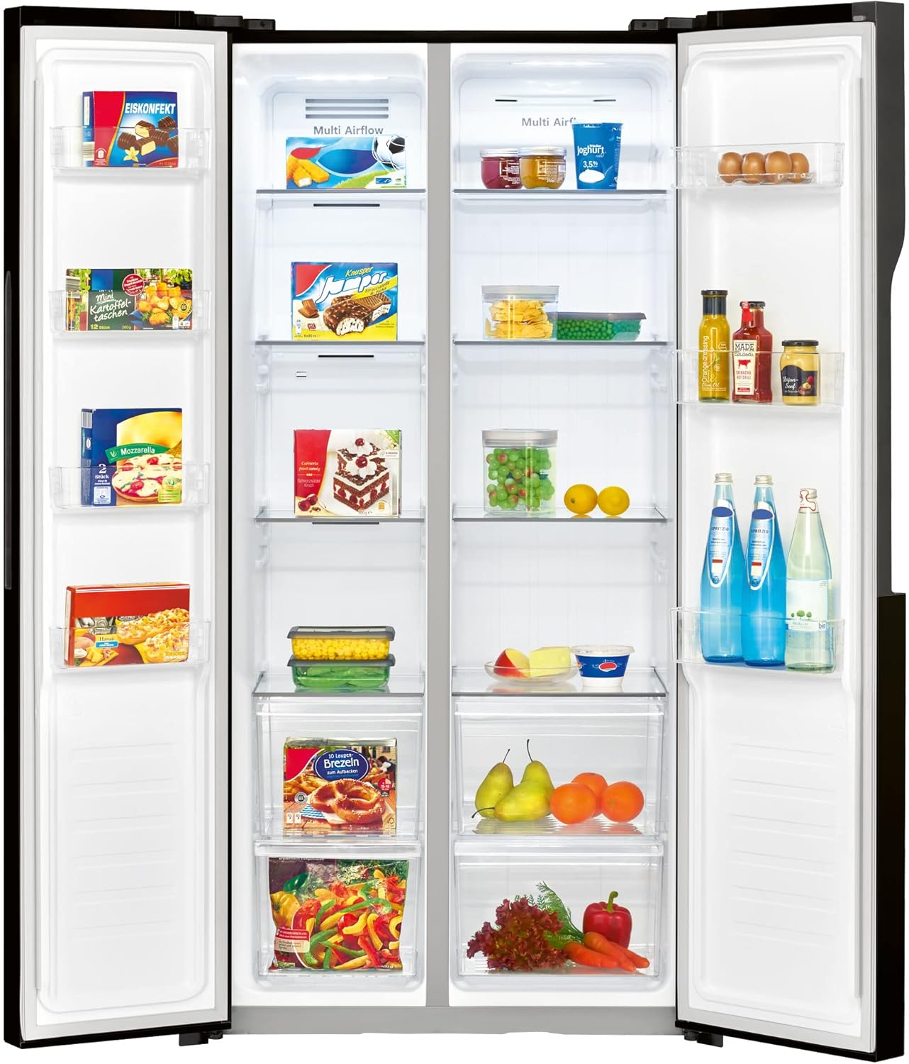Bomann® Frigorifero con Congelatore | Congelatore No-Frost | Frigorifero da 186 cm | 39 dB | Combinato Frigorifero-Congelatore con MultiAirflow | 320L | Combinato Frigorifero-Congelatore No-Frost | KG 7361 nero-inox