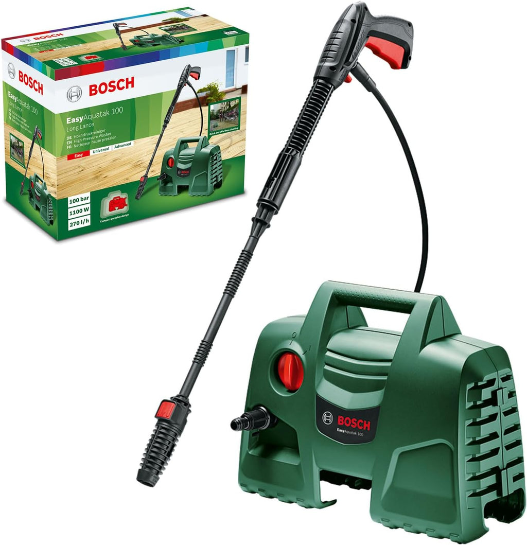 Bosch Idropulitrice EasyAquatak 100 Lancia Lunga (1100 W, tubo da 5 m, portata max: 270 l/h, ugello a ventaglio regolabile, in scatola di cartone)