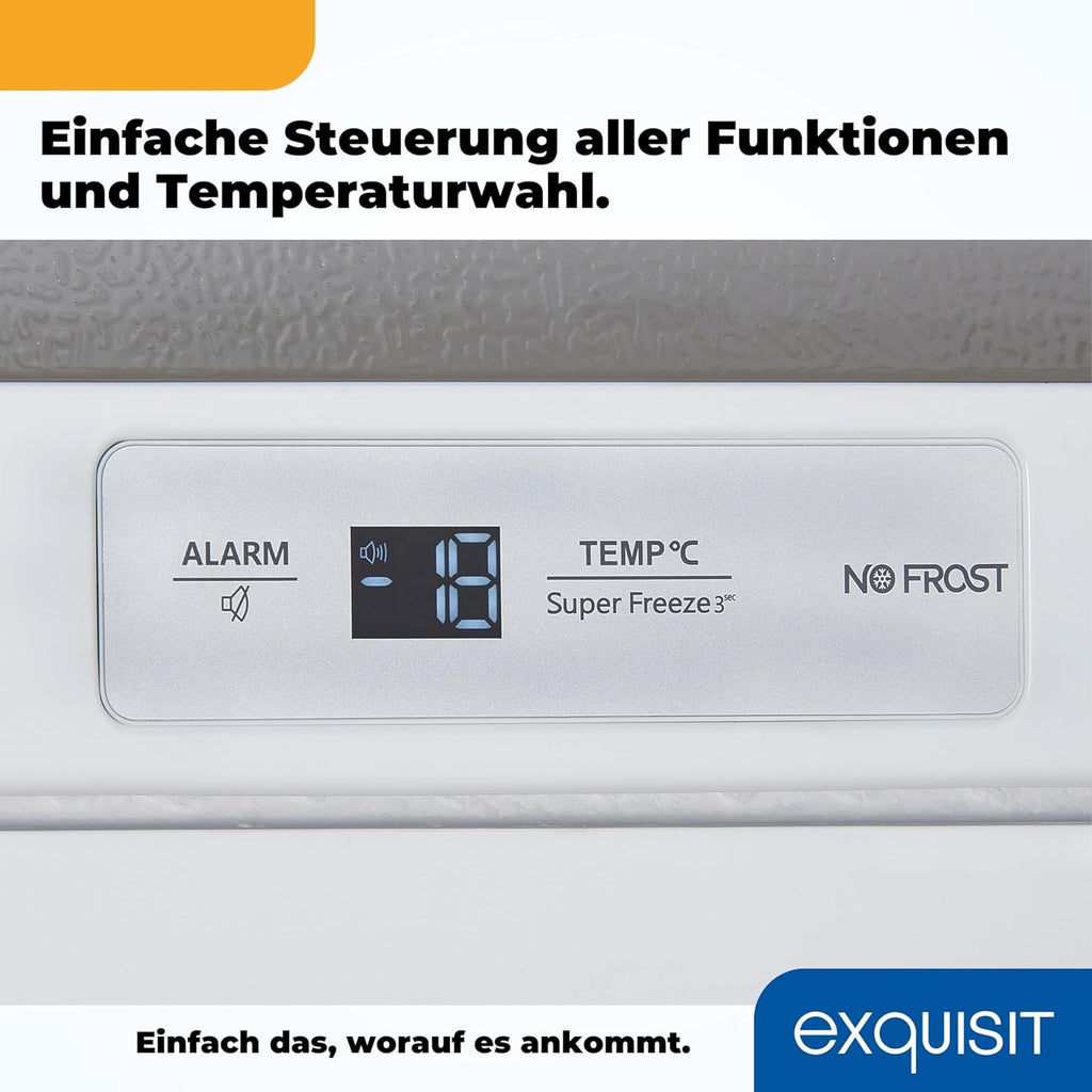 Exquisit Gefrierschrank GS271-NF-H-010E effetto inox | Congelatore NoFrost 194 l di capacità | Congelatore con 5 cassetti | Congelamento rapido