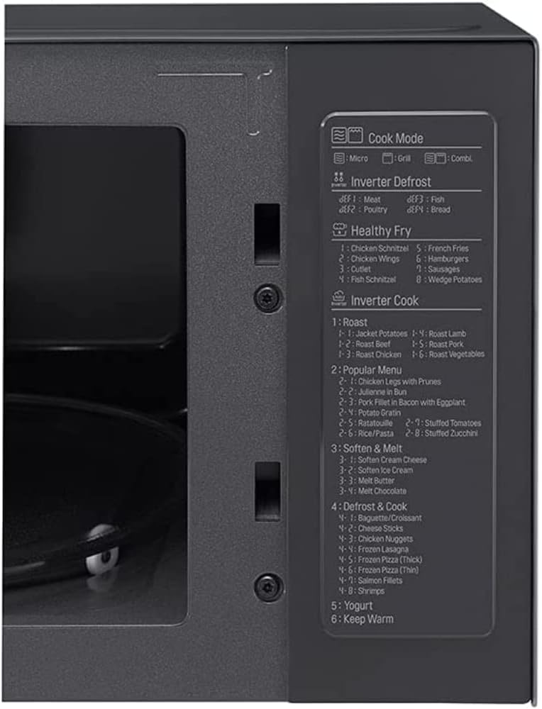 LG MS2595CIS Forno a microonde con tecnologia Smart Inverter, capacità 25 litri, 1000 W, programmi automatici, livelli di potenza regolabili e funzione EasyClean, argento
