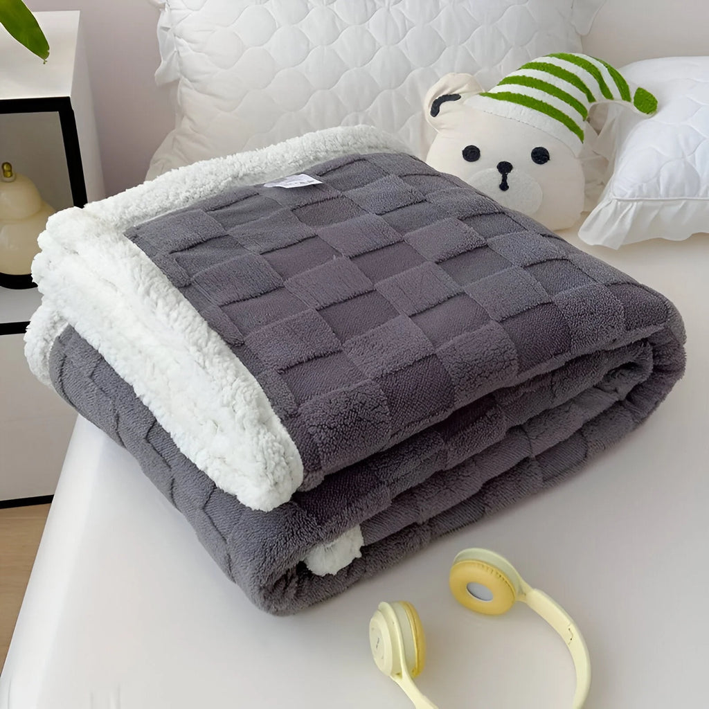 CozyCheck Plaid - Coperta in Pile Reversibile, Spessa e Termica per l'Inverno