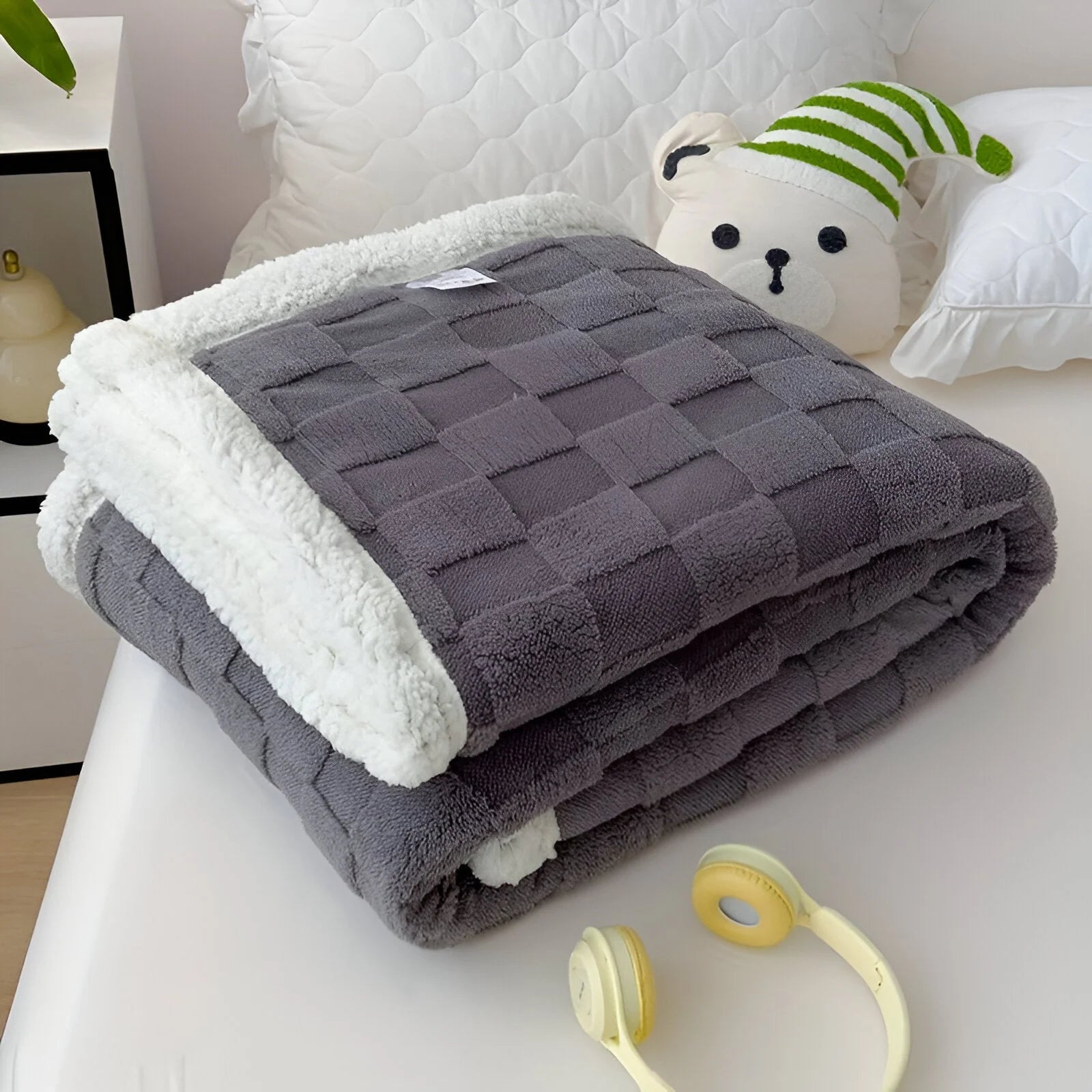CozyCheck Plaid - Coperta in Pile Reversibile, Spessa e Termica per l'Inverno