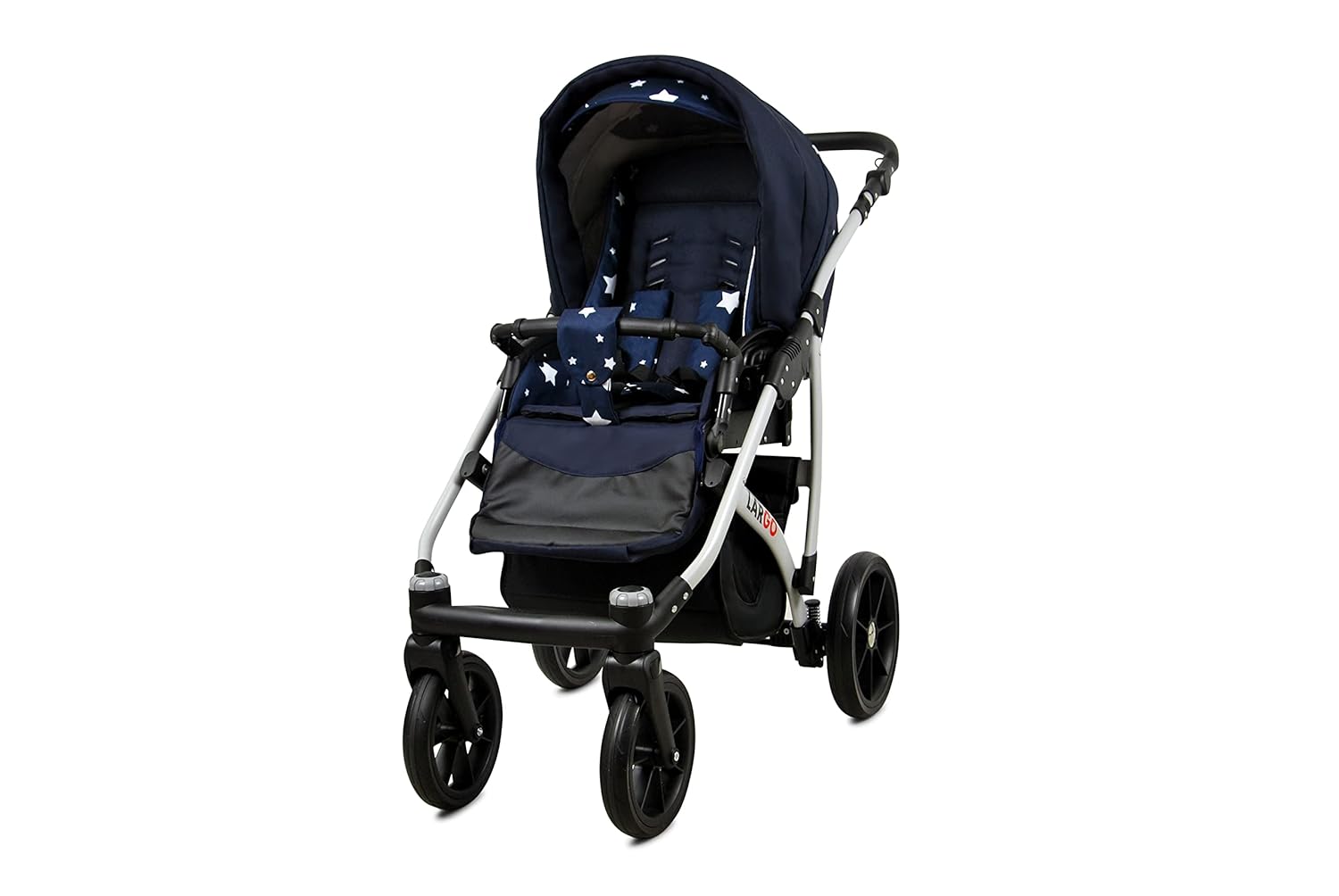 BabyLux Largo 2-in-1 Baby Kinderwagen Tief und Kinderwagen mit Zubehör Verstellbar und faltbar Aluminiumkonstruktion Wasserdicht Nicht abnehmbare Räder Brown Cream White Frame