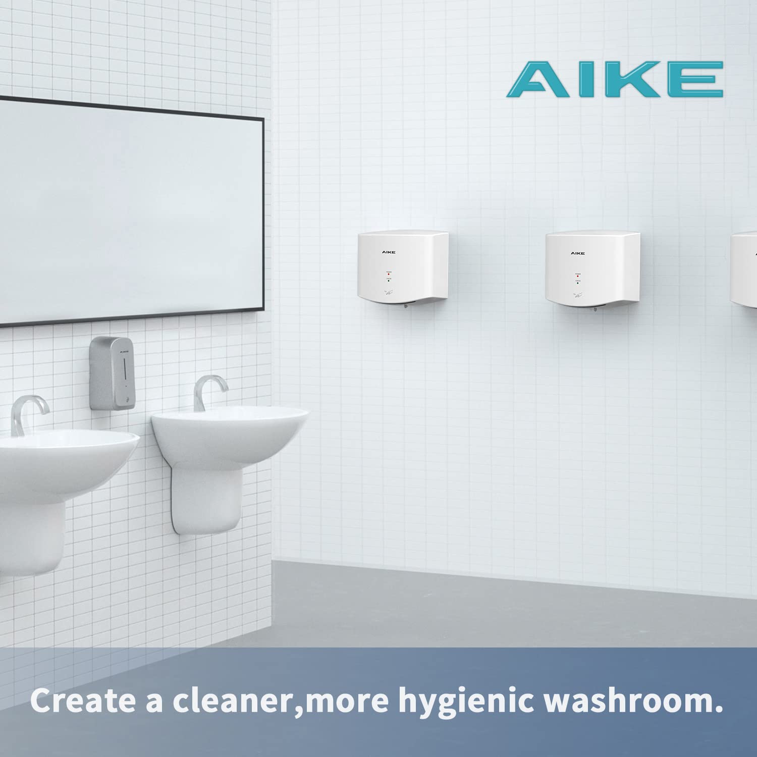 AIKE Hndetrockner 10 Sekunden Trocknen Energiesparend Kommerziell Elektrischer Hndetrockner Automatisch für Küche Badezimmer Toilette AK2630S 220V 1400W Silber