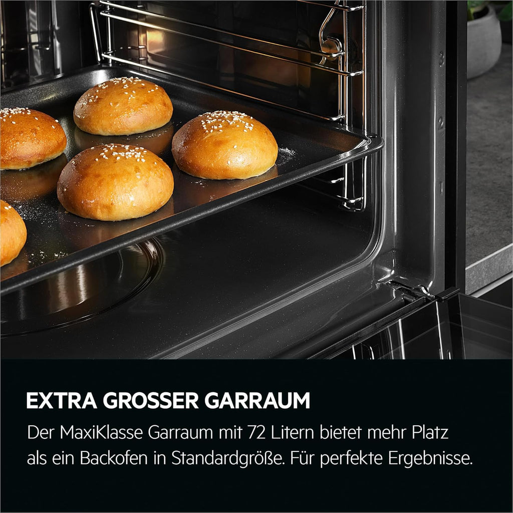 AEG Forno da incasso – Serie 5 AirFry: Risultati di cottura uniformi su 3 livelli – Pulizia Pirolitica – 25 Programmi automatici – Display touch LED – Riscaldamento rapido – Nero – BPE53516AB