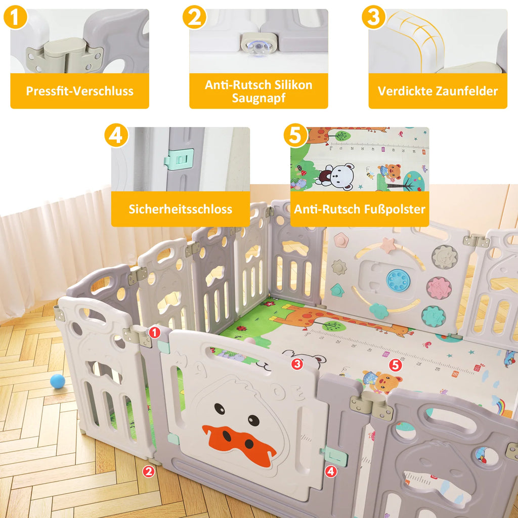 Sonnewelt Box Pieghevole per Bambini con Tappeto da Gattonamento