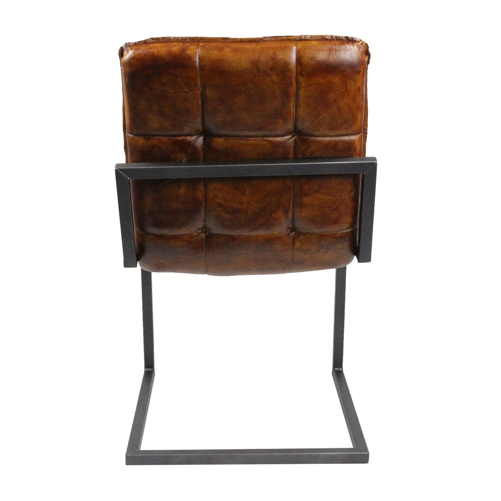 Esszimmerstuhl Serie Jose aus Büffelleder in Cognac - Gestell ohne Armlehne