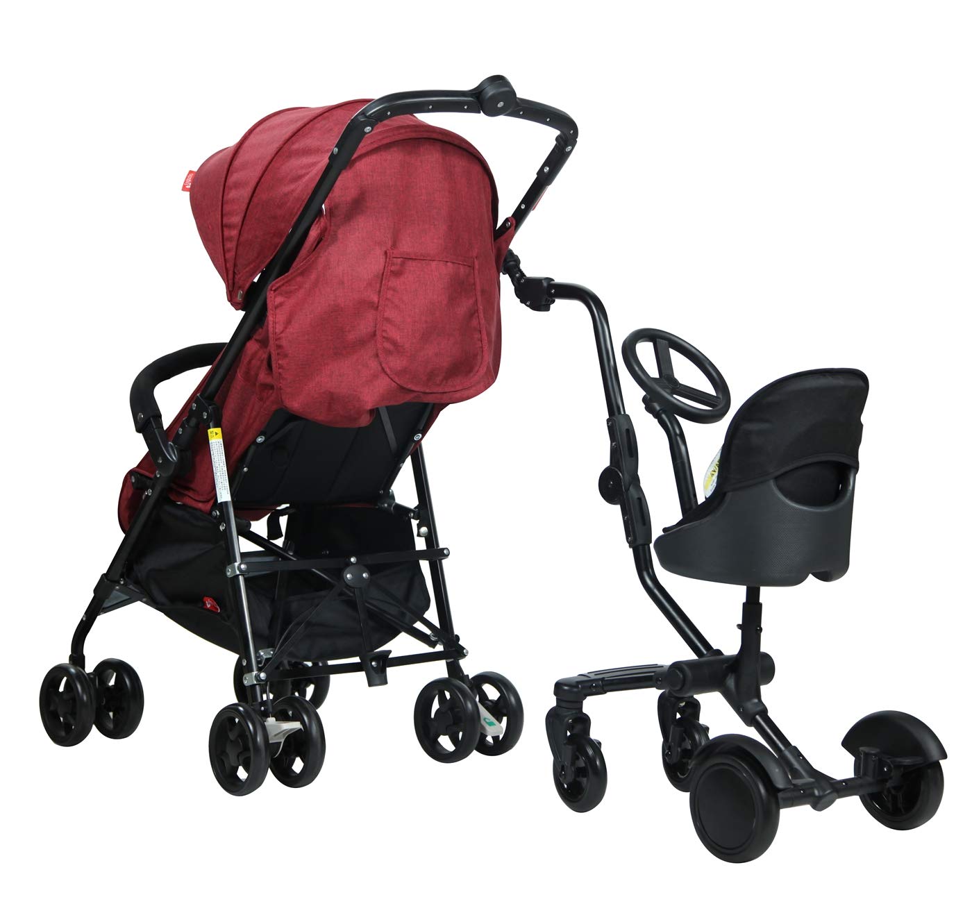 EICHHORN Passeggino Sedile Gemellare Uptown Rider, seduta 20 cm, con fissaggio laterale per maggiore libertà di movimento delle gambe
