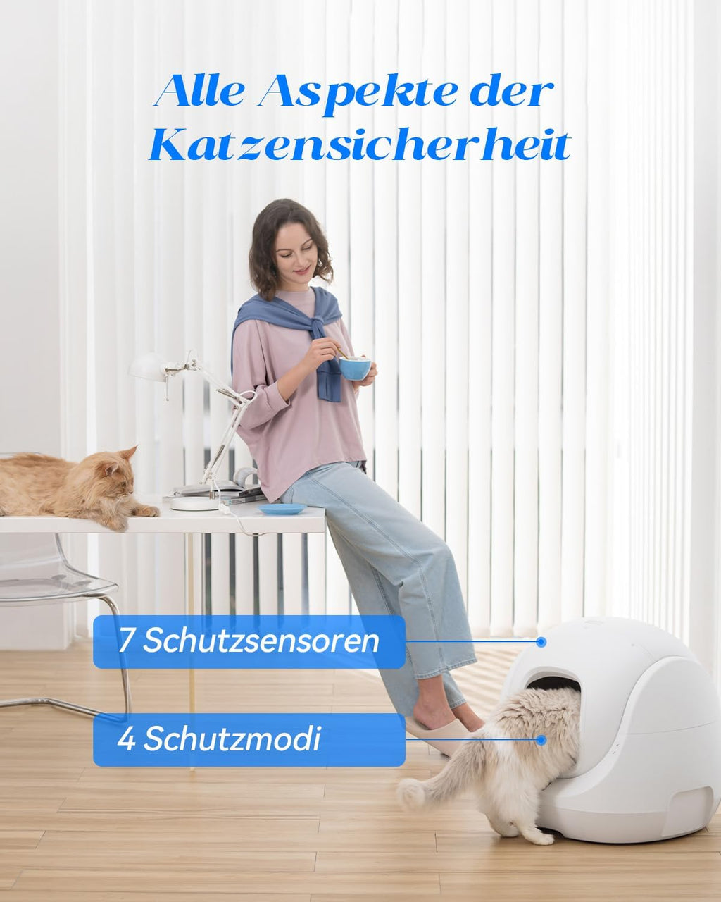 Catlink Baymax Lettiera autopulente, Monitoraggio della salute del tuo gatto, Adatta per gatti da 1,5 a 10 kg, per più gatti