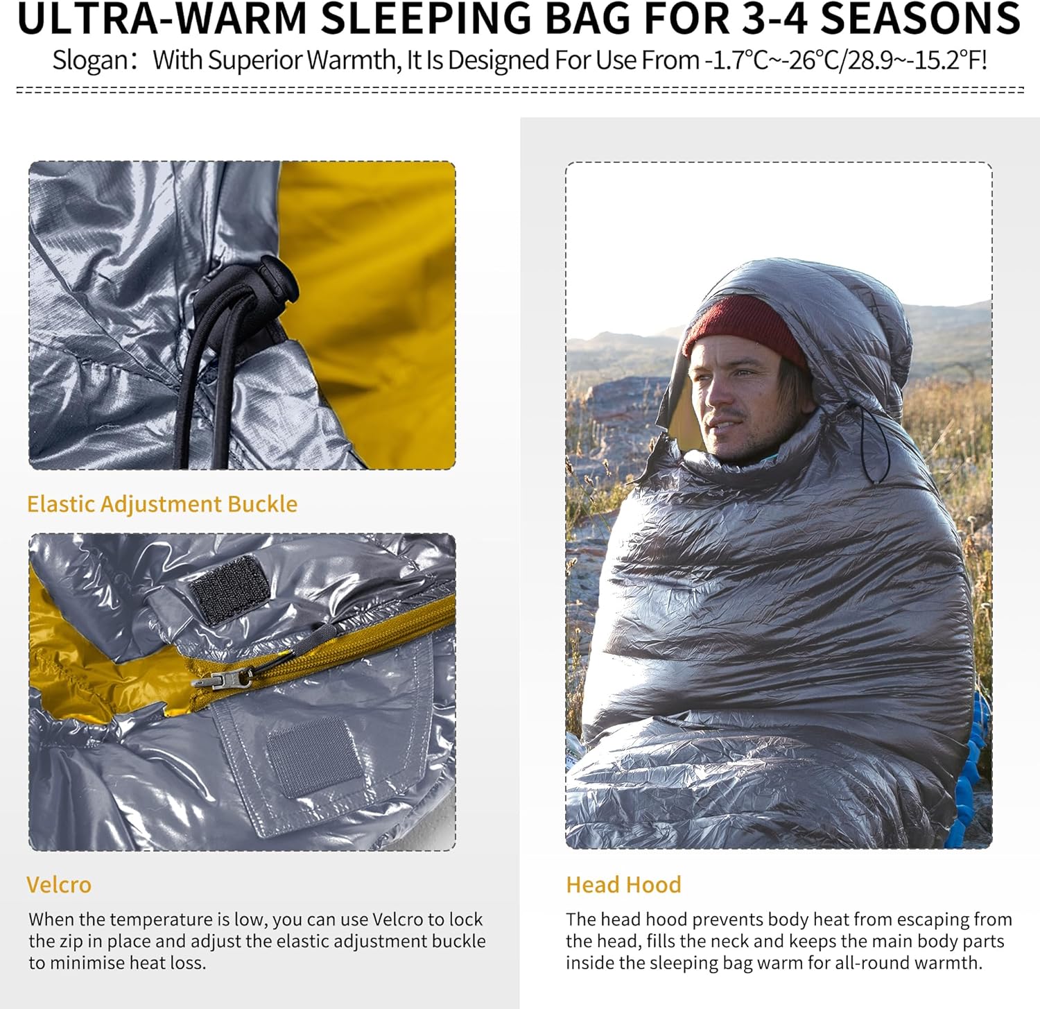 Naturehike CW700/CW400 Sacco a Pelo in Piuma, Ultraleggero, Portatile, Compatto, per Inverno, 4 Stagioni, per Adulti e Bambini, Campeggio, Escursionismo, Viaggi, con Sacco a Compressione