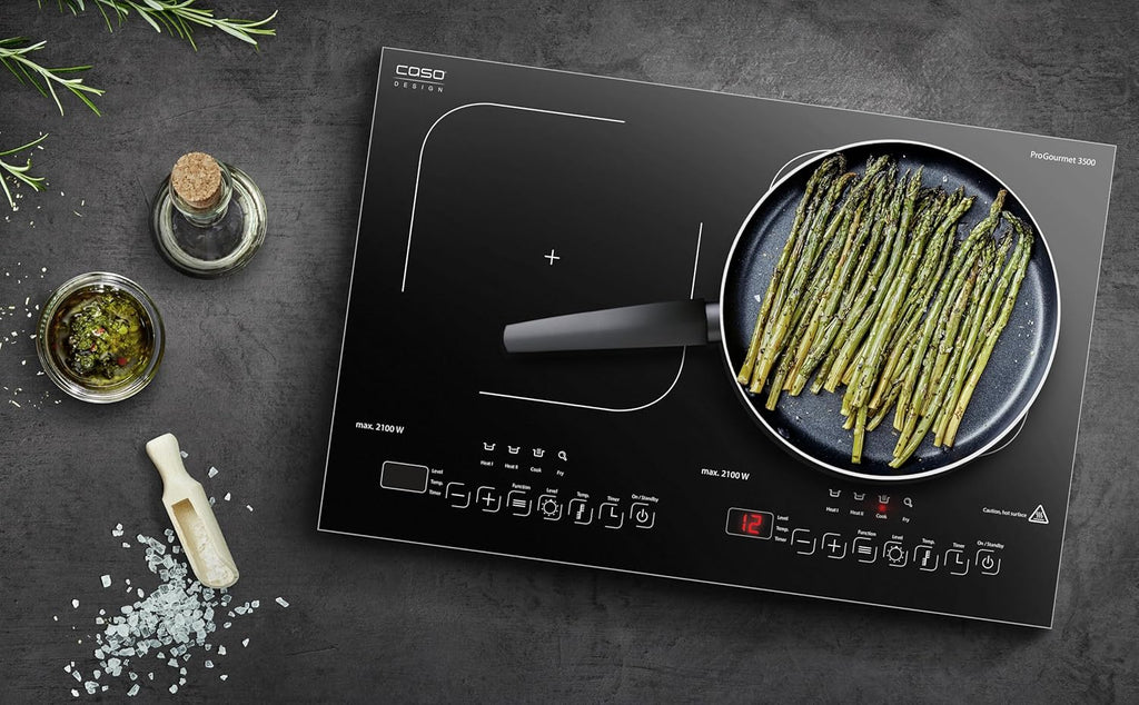 CASO Pro Gourmet 3500 - Mobiles Doppel- Induktionskochfeld, Testsieger Haus & Garten Test, max. 3500 Watt, 60-240°C, 12 Leistungsstufen, für Topfgrößen bis 22cm