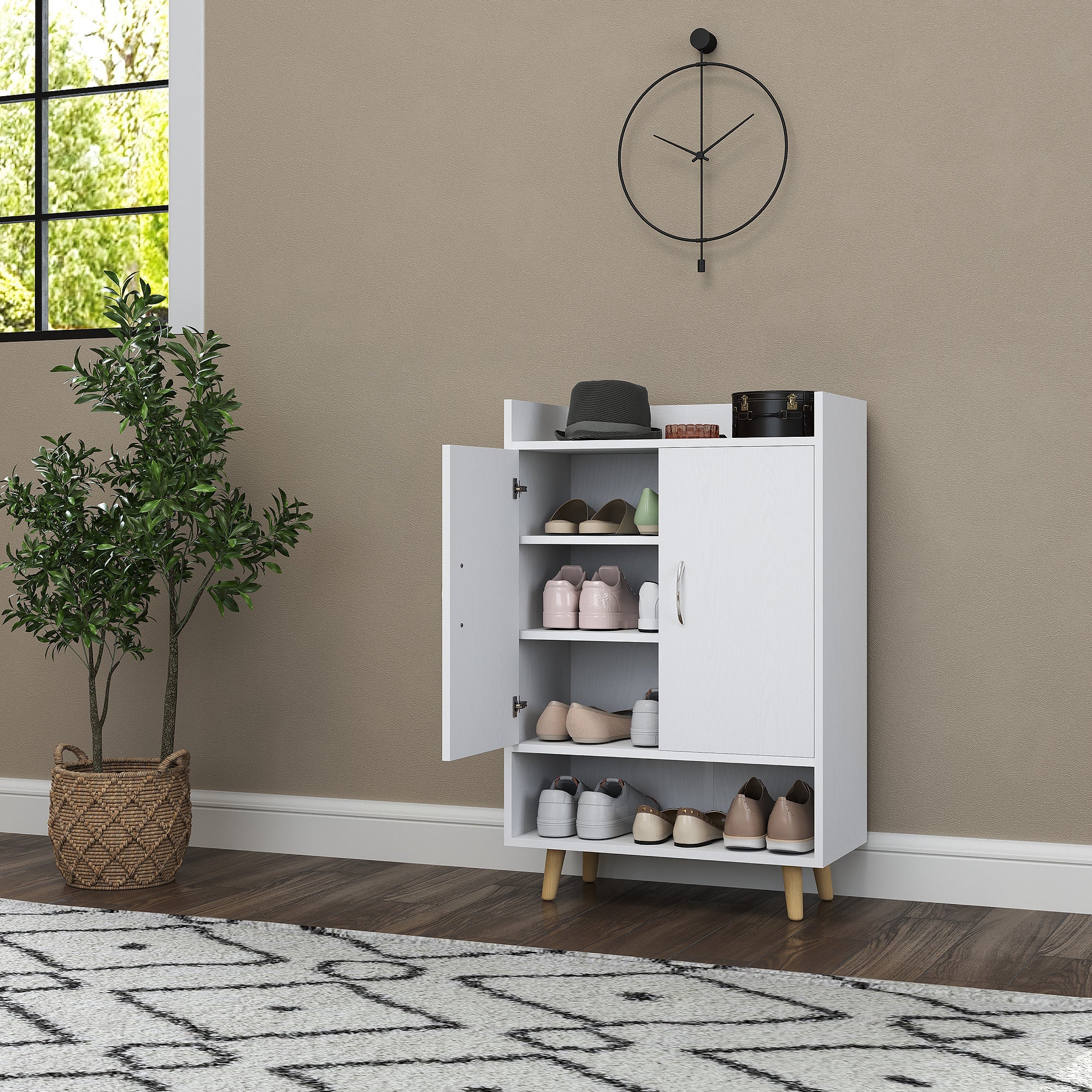 HOMCOM Schuhschrank mit viel Stauraum und kippsicherem Design Weiß