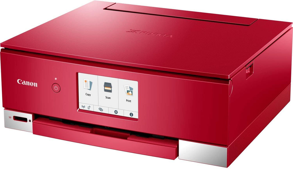 Canon PIXMA TS8351a Stampante multifunzione a getto d'inchiostro a colori DIN A4 (scanner, fotocopiatrice, 4.800 x 1.200 dpi, 6 inchiostri separati, USB, WLAN, AirPrint, stampa fronte/retro, 2 alimentatori carta, 5 GHz), bianco