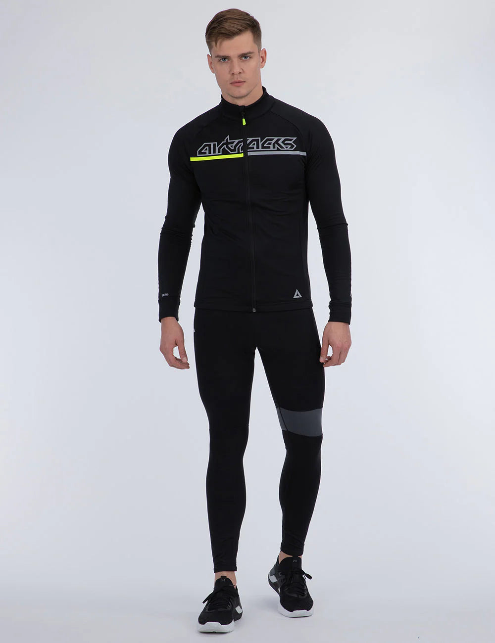Herren Thermo Fahrradhose Lang Trgerhose Pro Team II Schwarz-Grau Setprodukt