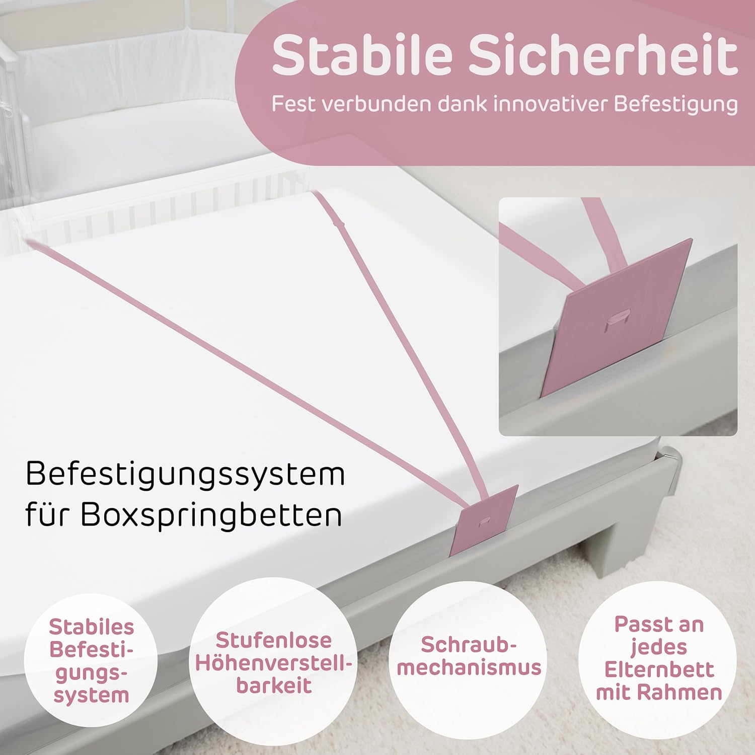 babybay Original Lettino da affiancare in massello di faggio / compatto e trasformabile / Lettino per bambini regolabile in altezza senza livelli preimpostati ed ecologico / Lettino evolutivo (laccato bianco) / inclusa Matratze