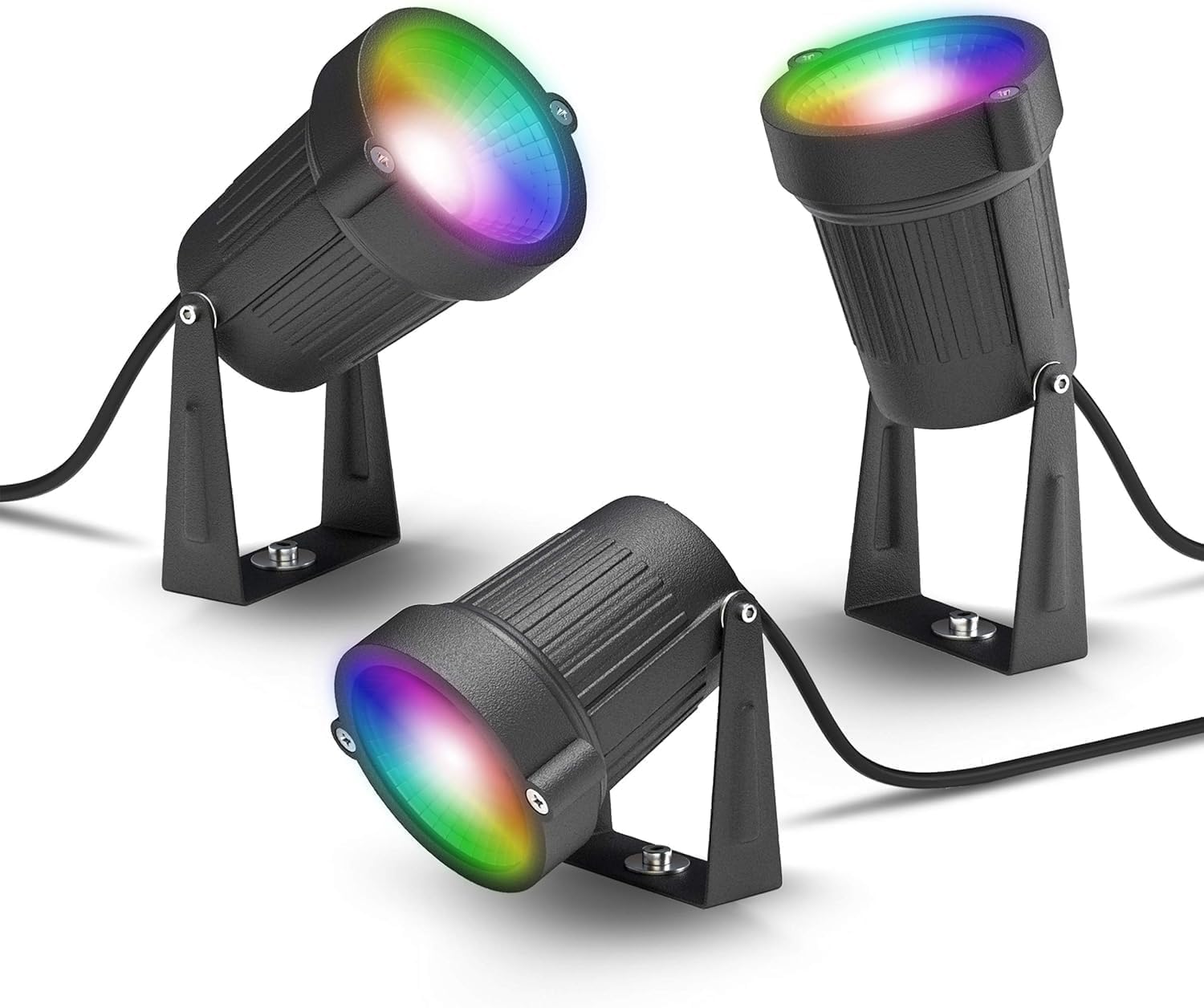 innr Smart Gartenstrahler, Zigbee, Funktioniert mit Hue* und Alexa (Bridge erforderlich), White & Color, LED Strahler, Spotlicht außen, Außenlampe, IP67 wasserdicht, Komplettset (3-Pack)
