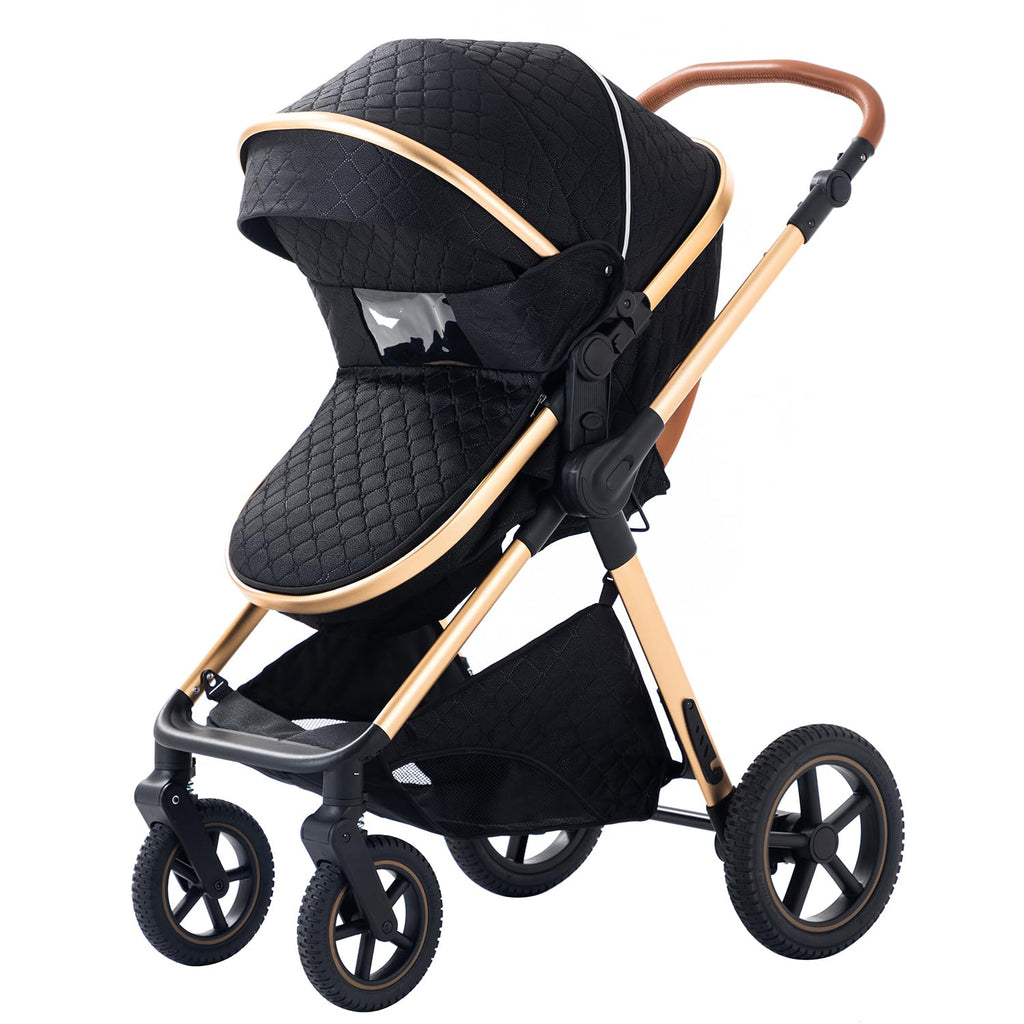 Shineey kinderwagen 3 in 1 Buggy Babybett Komplett Set Einem Klick Zusammenklappbarer Kinderwagen, 3 in 1 KombiKinderwagen Aluminiumrahmen für Neugeborene