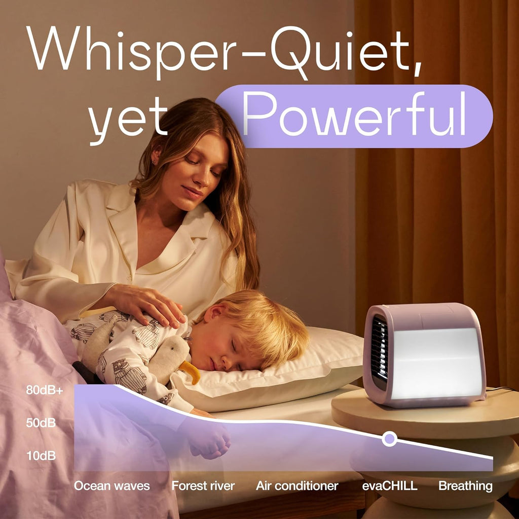 Evapolar evaCHILL Raffrescatore evaporativo & umidificatore – Silenzioso e portatile – Rinfrescatore per casa, ufficio, campeggio, viaggi – Connessione USB e luce notturna LED integrata – Grigio
