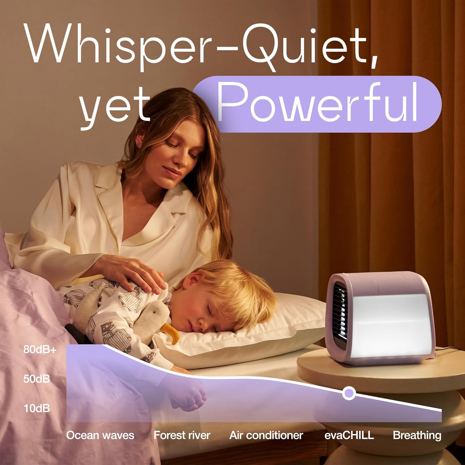 Evapolar evaCHILL Raffrescatore evaporativo & umidificatore – Silenzioso e portatile – Rinfrescatore per casa, ufficio, campeggio, viaggi – Connessione USB e luce notturna LED integrata – Grigio