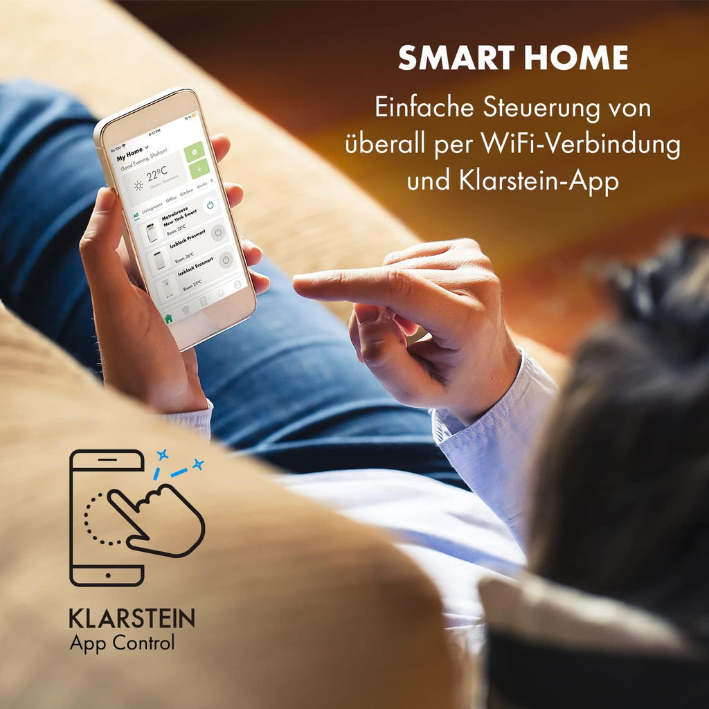 Klarstein Climatizzatore Portatile con Tubo di Scarico, Condizionatore 4-in-1 con Ventilatore, Deumidificatore e Modalità Notturna, Piccolo e Portatile per Casa e Ufficio, Controllo tramite App, 12000 BTU