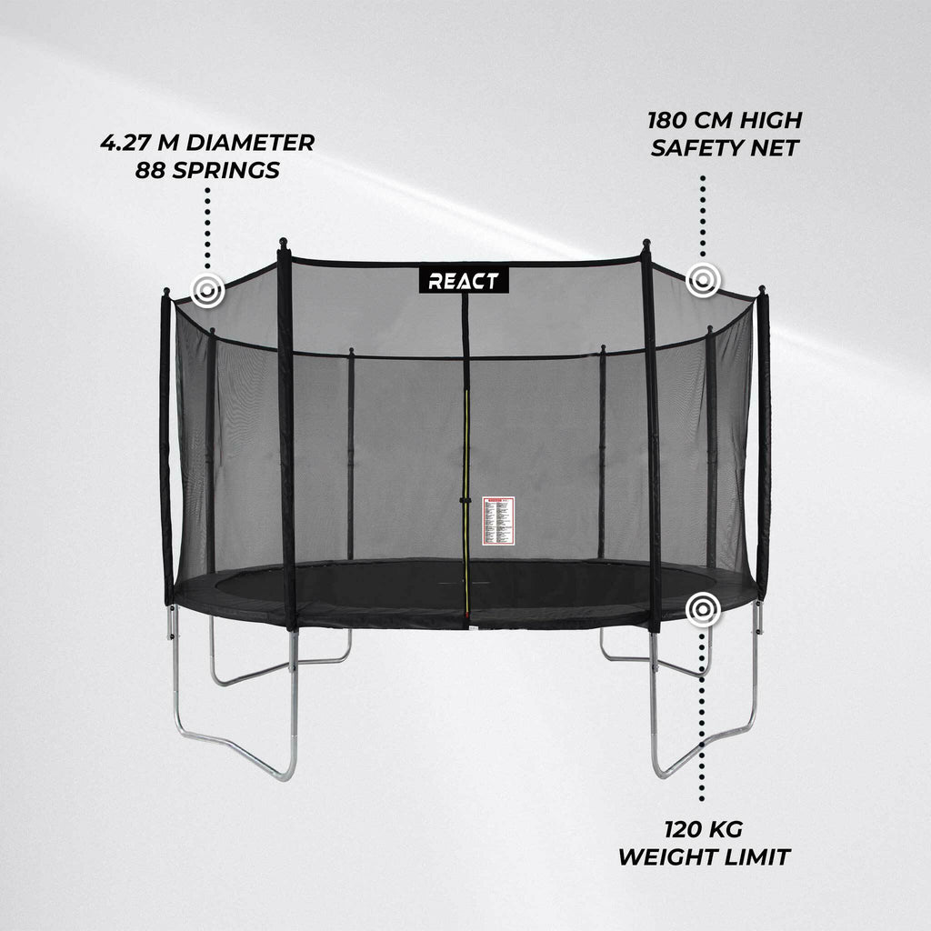 Trampolino React 427cm con rete di sicurezza
